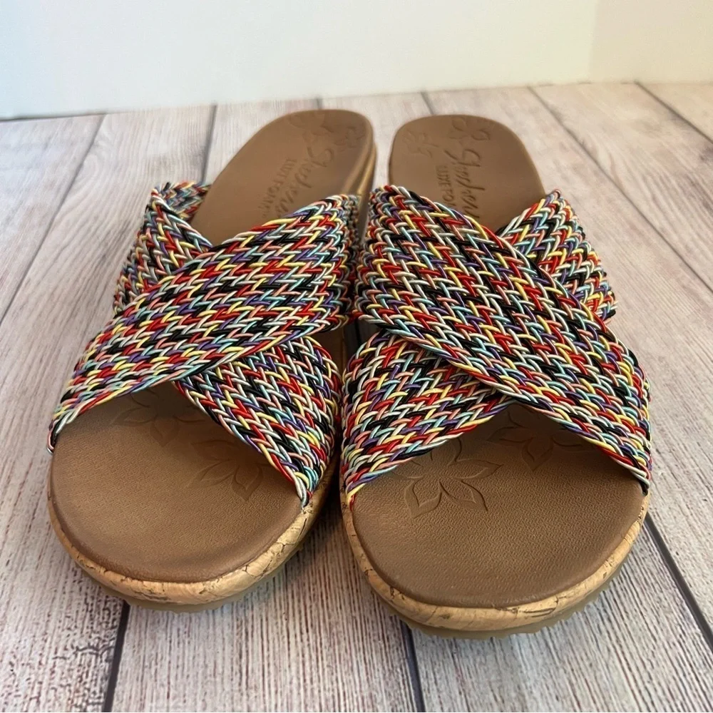 Skechers Luxefoam Cork Heeled Sandals 10